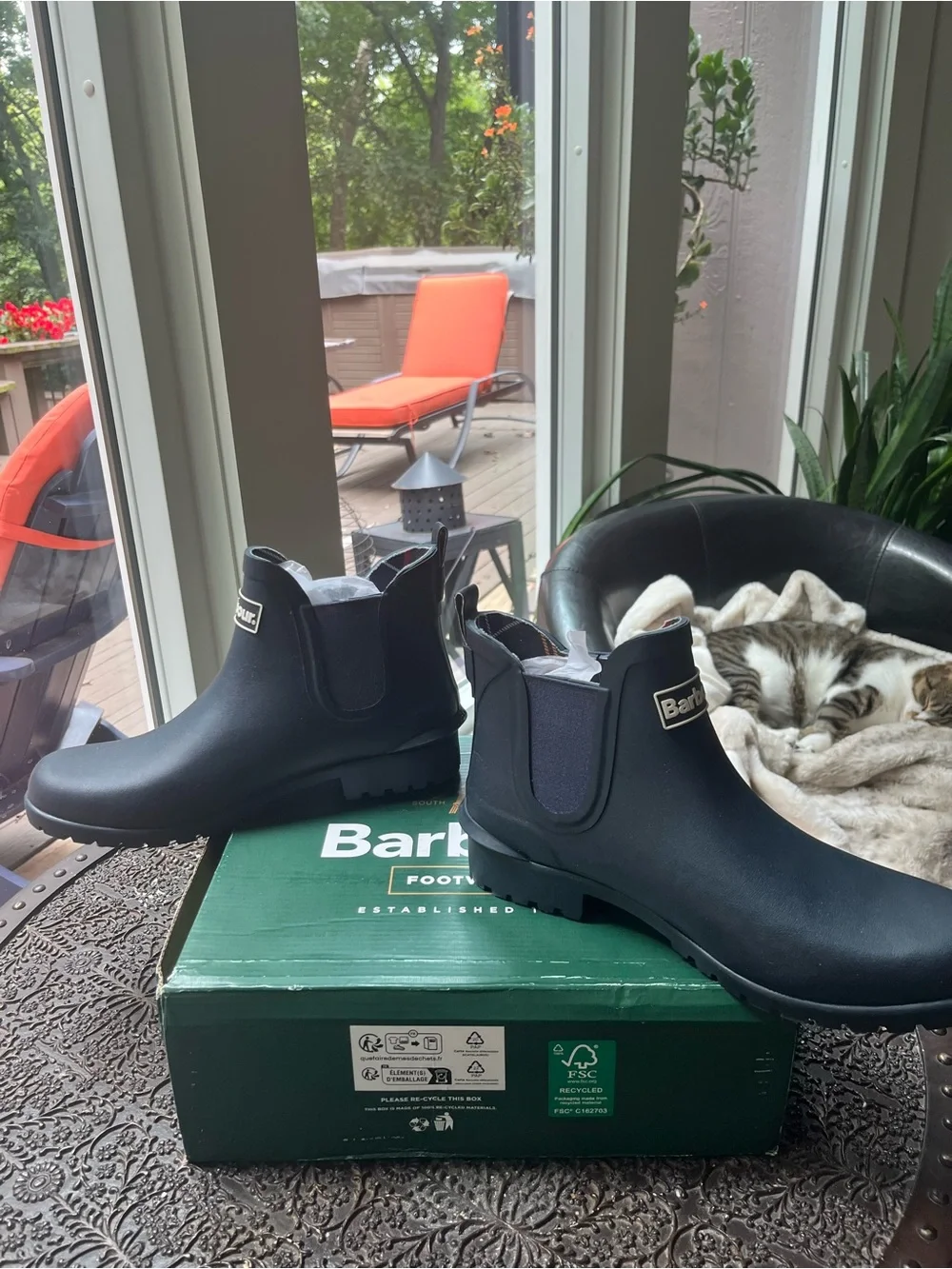 BARBOUR WILTON WELLINGTONS RAIN BOOTS NAVY 40 EU 9 US